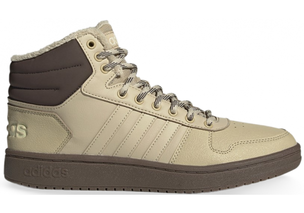 Зимние кроссовки Adidas Hoops 2.0 высокие бежевые